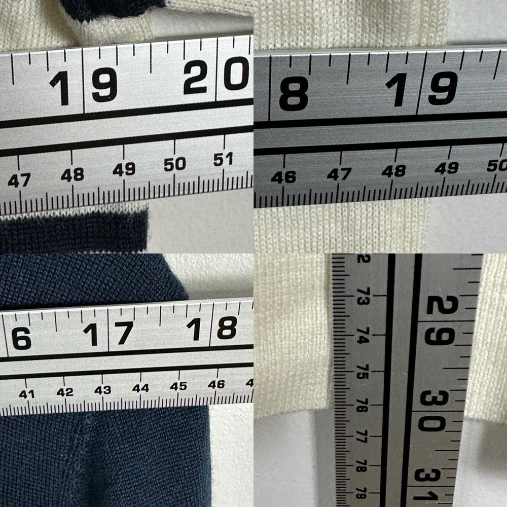 Samsoe Wool Blend Navy Blue White Sweater Mens Size Medium Colorblock Knit M NWT - Picture 11 of 13